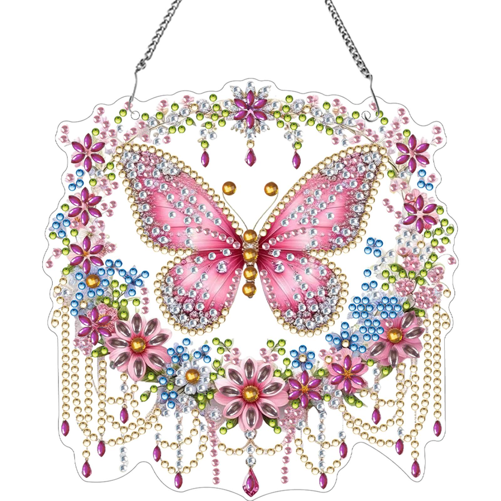 Double Sided Acrylic Butterfly Diamond Painting Hanging Pendant Rhinestone Diamond Art Pendants for Wall Window