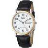 Citizen Q&Q Analog Waterproof Watch Date Day Leather Strap A206-504 Men's White
