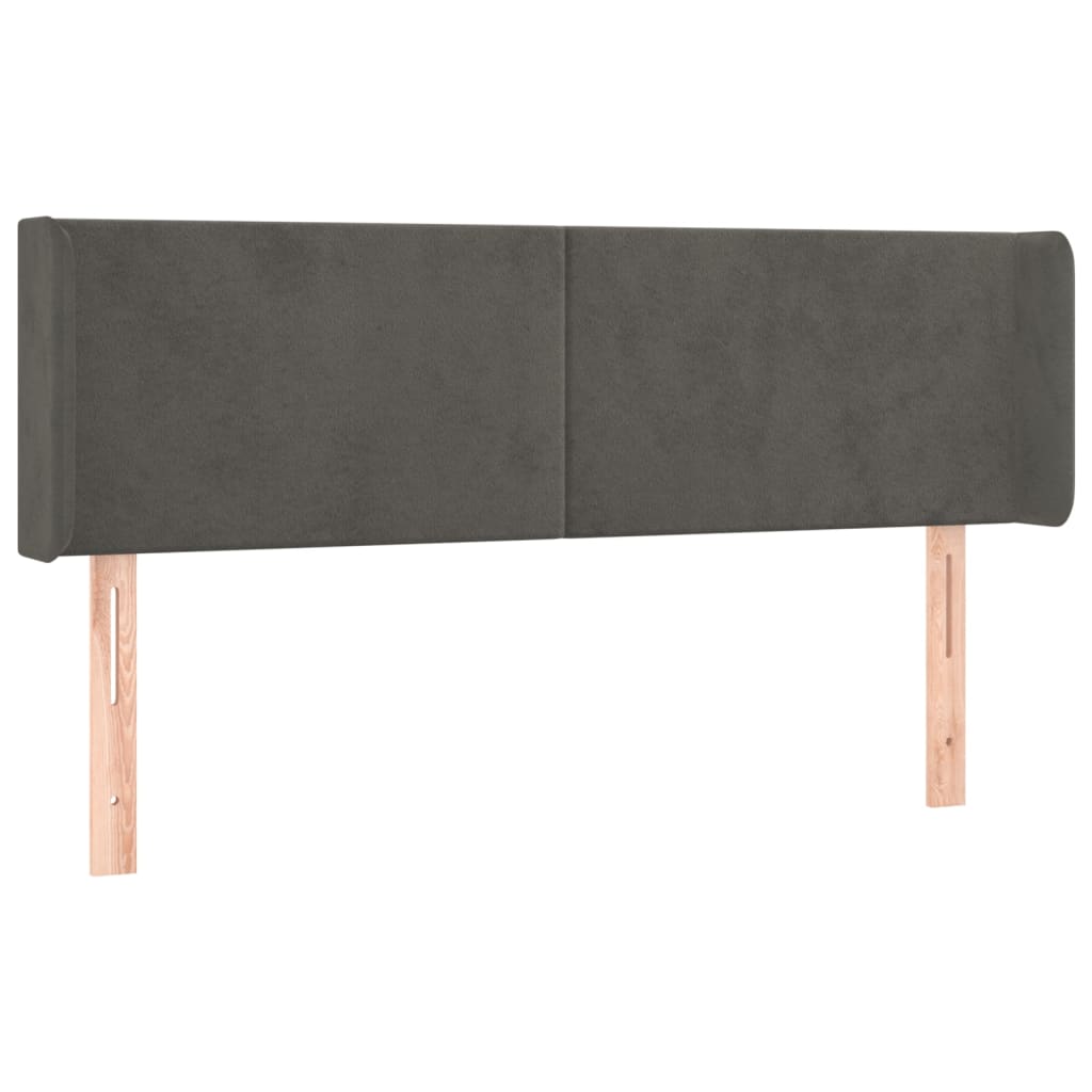 vidaXL Kopfteil mit Ohren Dunkelgrau 147x16x78/88 cm Samt
