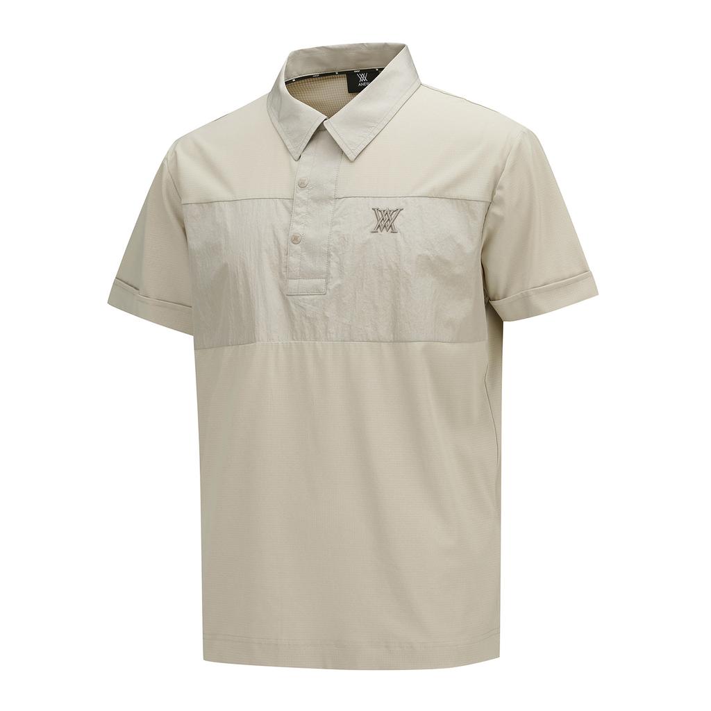 ANEW GOLF Men Woven Patch Point Short T-Shirt_Be