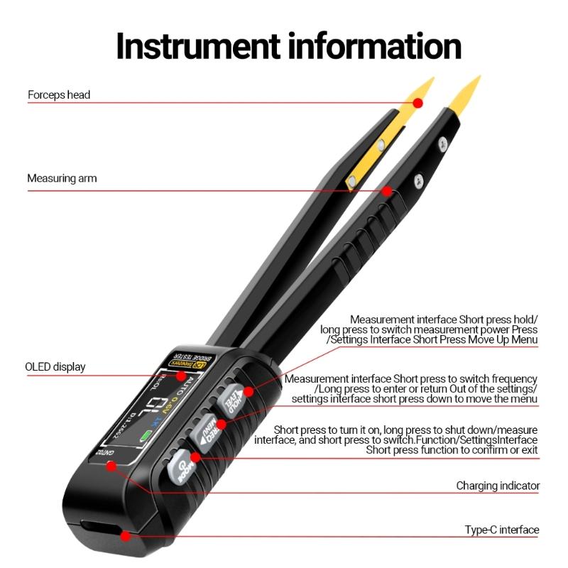 Tragbarer Tester für elektronische Bauteile Kleiner elektronischer Bauteiltester Leicht zu tragen für Ingenieure & Techniker