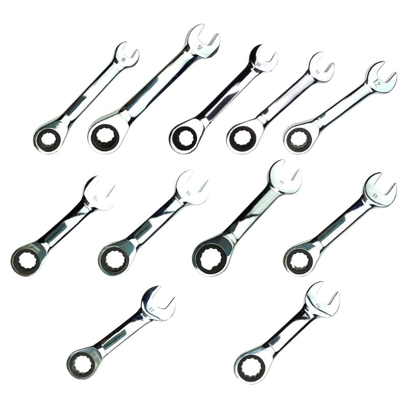Ratchet Socket Wrench 8-18mm Short Handle Ratchet Wrench Combination Wrench Quick Open Spanner Hand Repair Tool