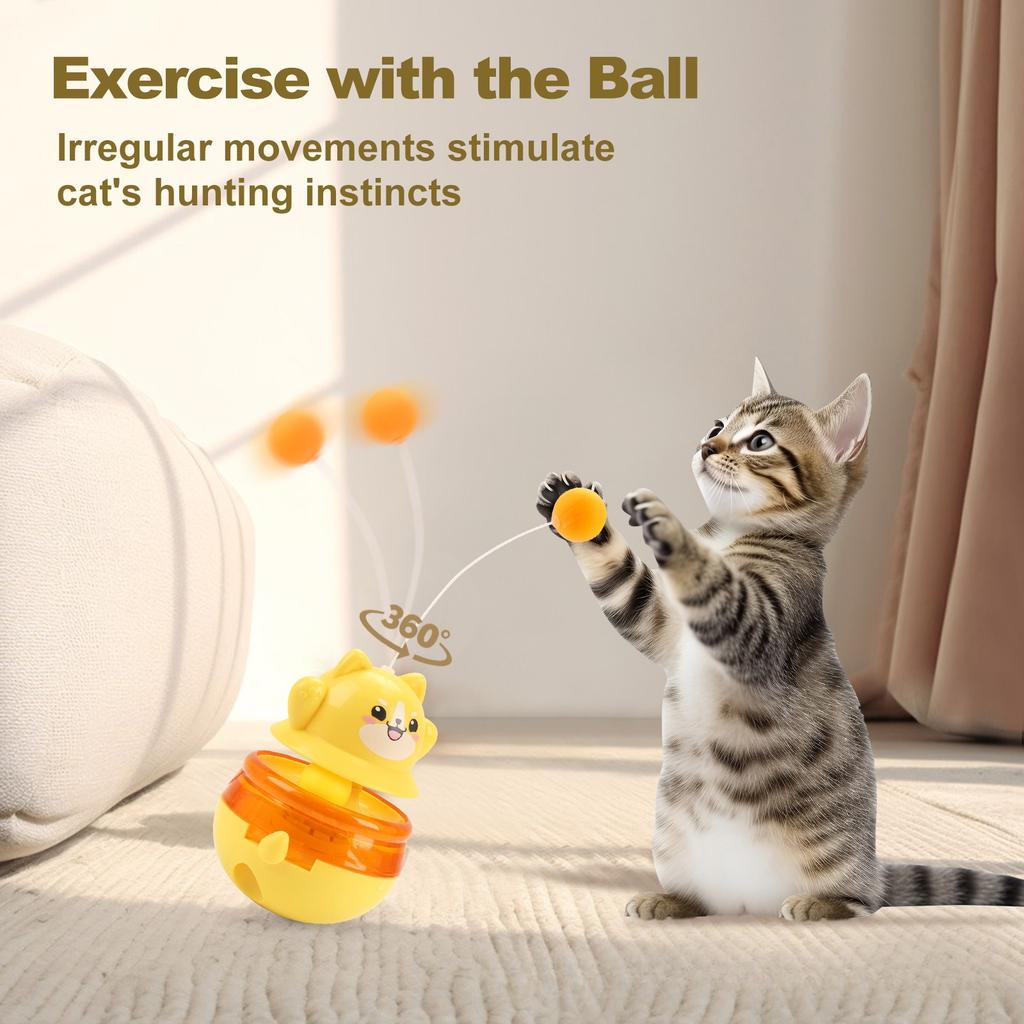 Interactive Cat Treat Toys Puzzle Feeder for Indoor Cats Slow Food Dispenser with Adjustable Hole Cat Toys for Exercise Boredom