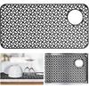 JUSTOGO Silicone Sink Mat, Black Non-slip Sink Protectors Grid for Kitchen Accessory, Drying Mats for Kitchen, Right & Left Drain (28.2''x 14.2''),