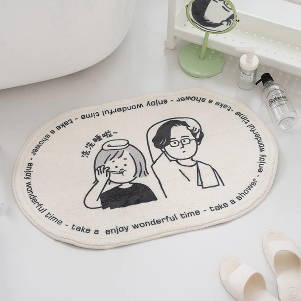 

VIKAMA Мультяшный Овальный Плюшевый Коврик для Пола Мягкий Комфортный Коврик для Ног для Ванной Комнаты Милый Ковер для Гостиной Спальни Кухонной Зоны Домашний Декор 40x60cm 16x24inch