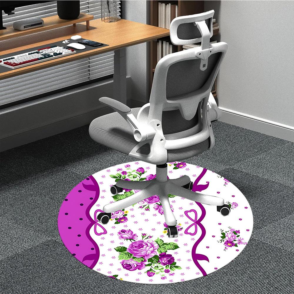

1pc Floral Pattern Office Round Rug, Non-slip, Soft and Durable Office Rug for Interior Decoration, Perfect for Office, Beautiful Decoration yy2603240 80cm by 80cm