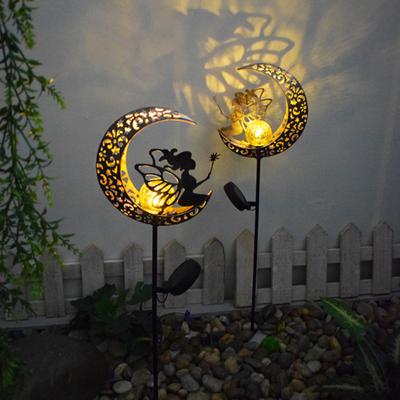 Solar Lawn Lamp Outdoor Garden Plug-In Camping Lamp Led Flame Sun Moon Wrought Iron Landscape Decorative Lamp