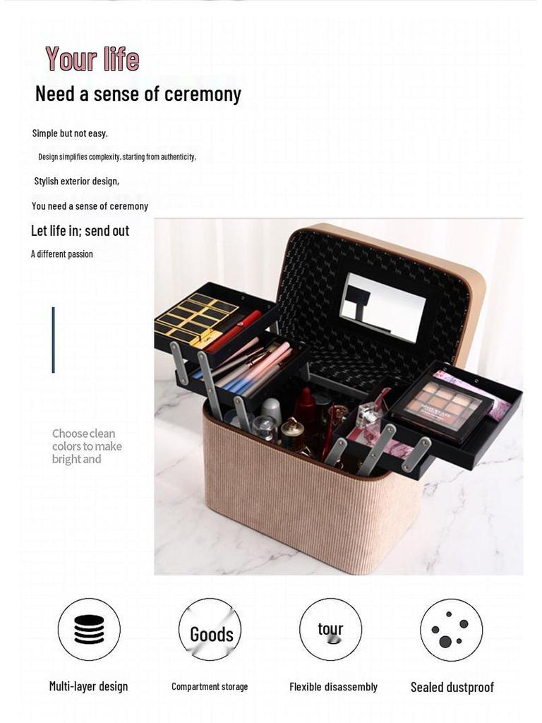 Velkokapacitní minimalistický kosmetický a toaletní kufřík pro profesionální umělce