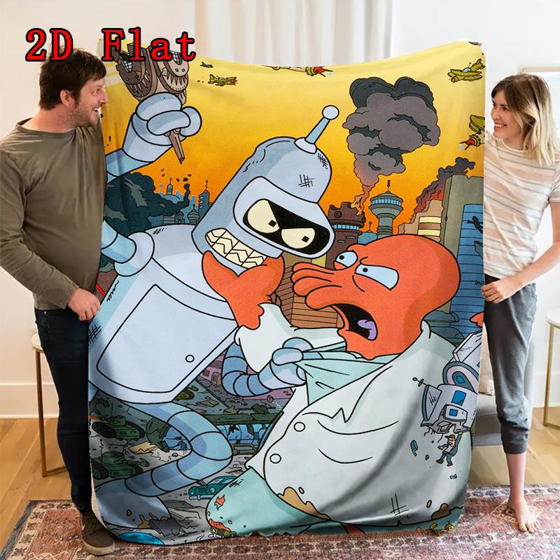 Robot Cartoon 2D Flat Pattern Flannel Blanket High Quality All Seasons Warmth and Comfort Perfect for Christmas Gifts.PMT0914369