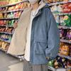 Men's Winter Corduroy Cotton Coat with Velvet-Enhanced Lambswool, Hong Kong Style Hooded Casual Jacket.