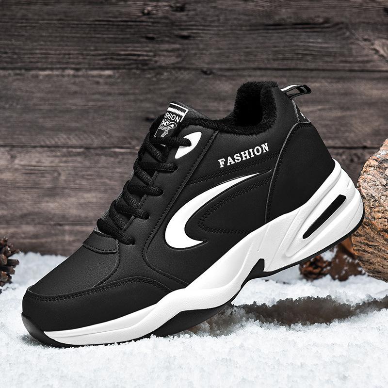 Men's autumn and winter warm cotton shoes fashionable sports casual shoes slippery heightening lightweight trendy running shoes