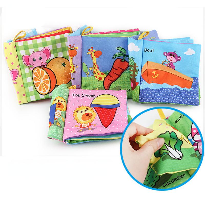 Baby Cloth Books Fruits Vegetable Animals Cognize Sensory Early Learning Educational Toys for Toddlers 0 12 Months English Books
