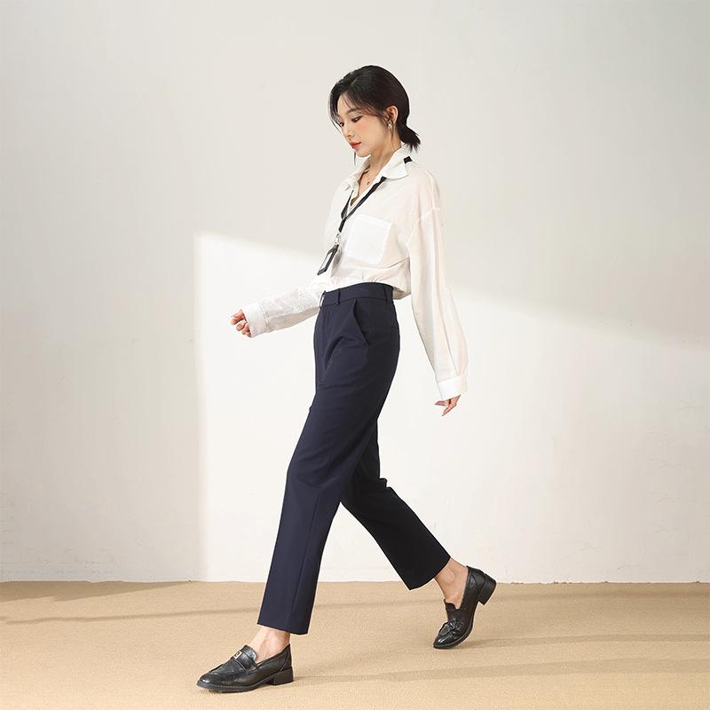 

Черные брюки-костюм девятки женские профессиональные платье осенние новые с высокой посадкой прямые рабочие повседневные брюки-дудочки 2XL