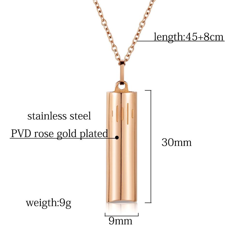 Gold Titanium Steel Meditation Pendant Necklace - Hand Polished Stainless Steel Jewelry