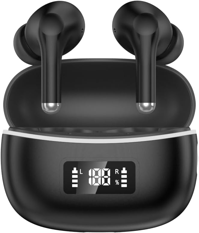 

Bluetooth Wireless AI ENC IPX7 Up to 60 Hours of 2025 Latest Bluetooth Sound Low Instant Fast Single or for Web and Compatible with iPhone and Android