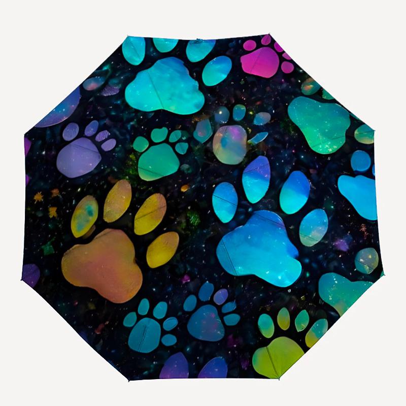 

1pc Paw Prints Galaxy Umbrella That Opens Closes Automatically Perfect Gift with a Convenient Folding Mechanism 06