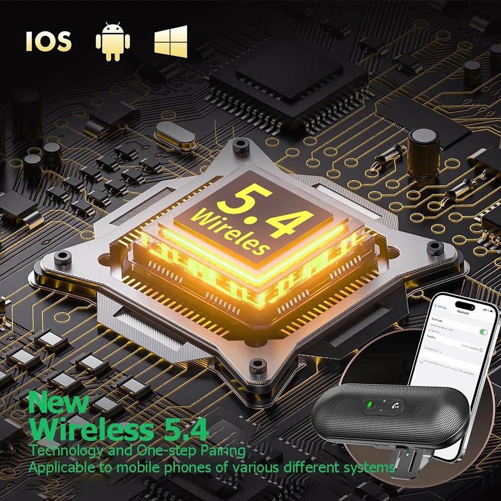 Bluetooth 5.4 Handsfree Car Kit Sun Visor Speaker Music Player 6W Speakerphone Wireless Music Receiver With Voice Assistant