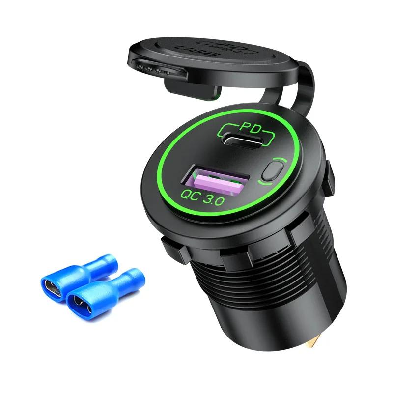 

108 Вт USB 12 В/24 В Автомобильная розетка-зарядное устройство 3 порта Двойной 45 Вт PD Type C и 18 Вт Quick Charge 3.0 Выход питания Быстрая зарядка для автомобиля, мотоцикла