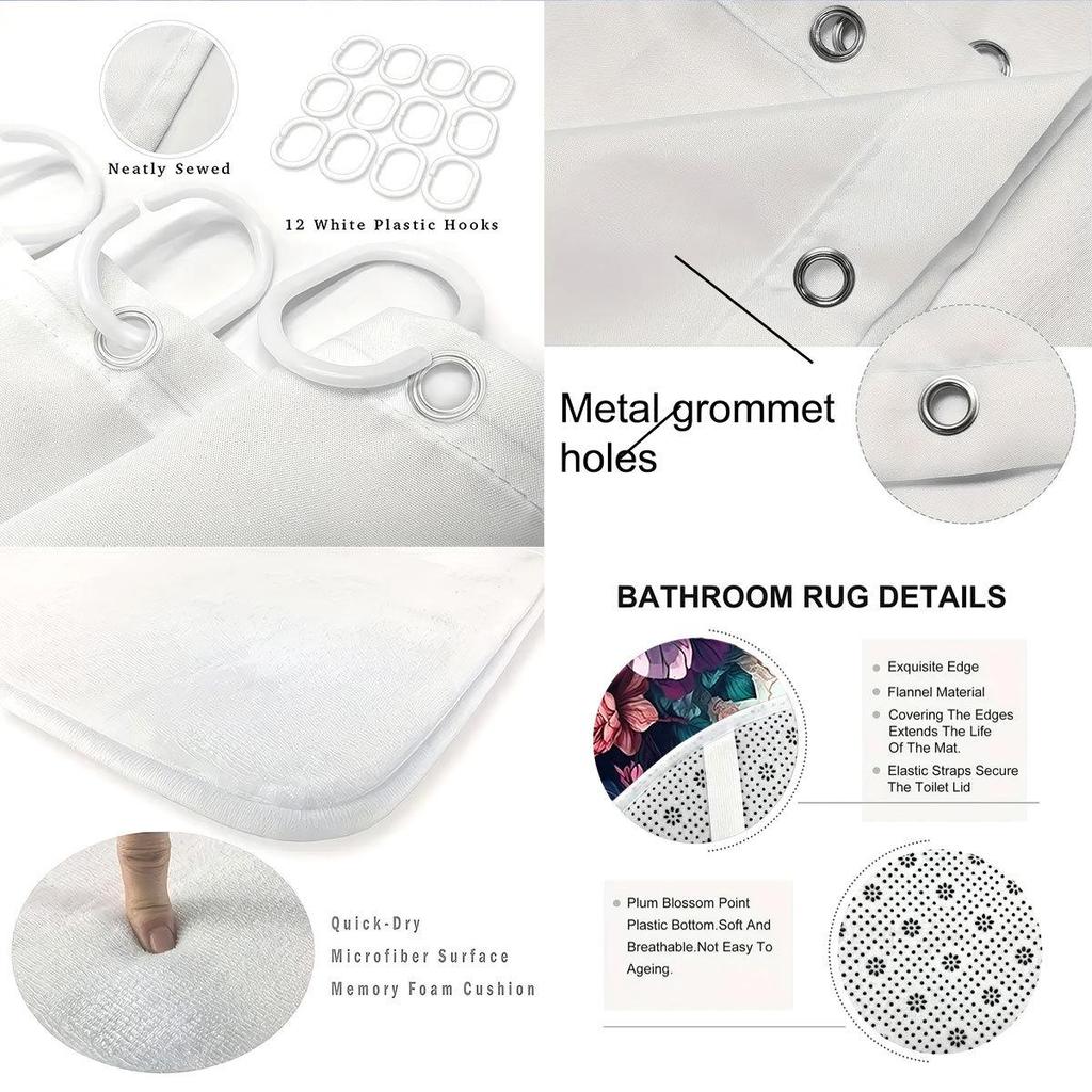 TikTok Halloween Badkamer 4-delige Set: Waterdicht Polyester Douchegordijn en Nat/Droog Afscheiding