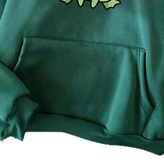 Unisex Hoodie Solid Color Frog Pattern Autumn Winter Korean Style Warm Sweatshirt for Daily Wear