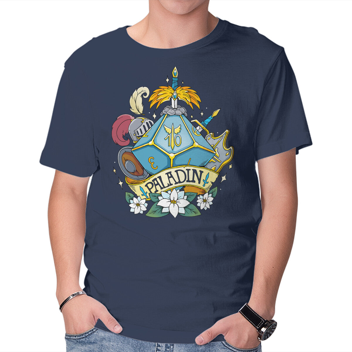 Unisex Crew Neck T-Shirt Paladin Dice Graphic Short Sleeve Casual Tee XXXL