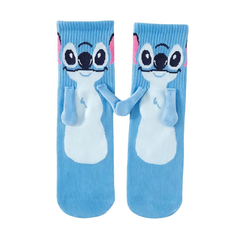 Stitch Magnet Hand In Hand Sock Cartoon Fun Fashion Soft Comfortable Creative Adults Children Christmas Stocking Toy Gift