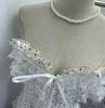 Retro Polka Dot Strapless Lace Trim Crop Top 