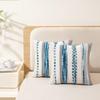 Boho Throw Pillow Covers 18x18 Set of 2 Farmhouse Decorative Cushion Case Striped Square Pillows Cover Chenille Pillow Cases Accent Neutral