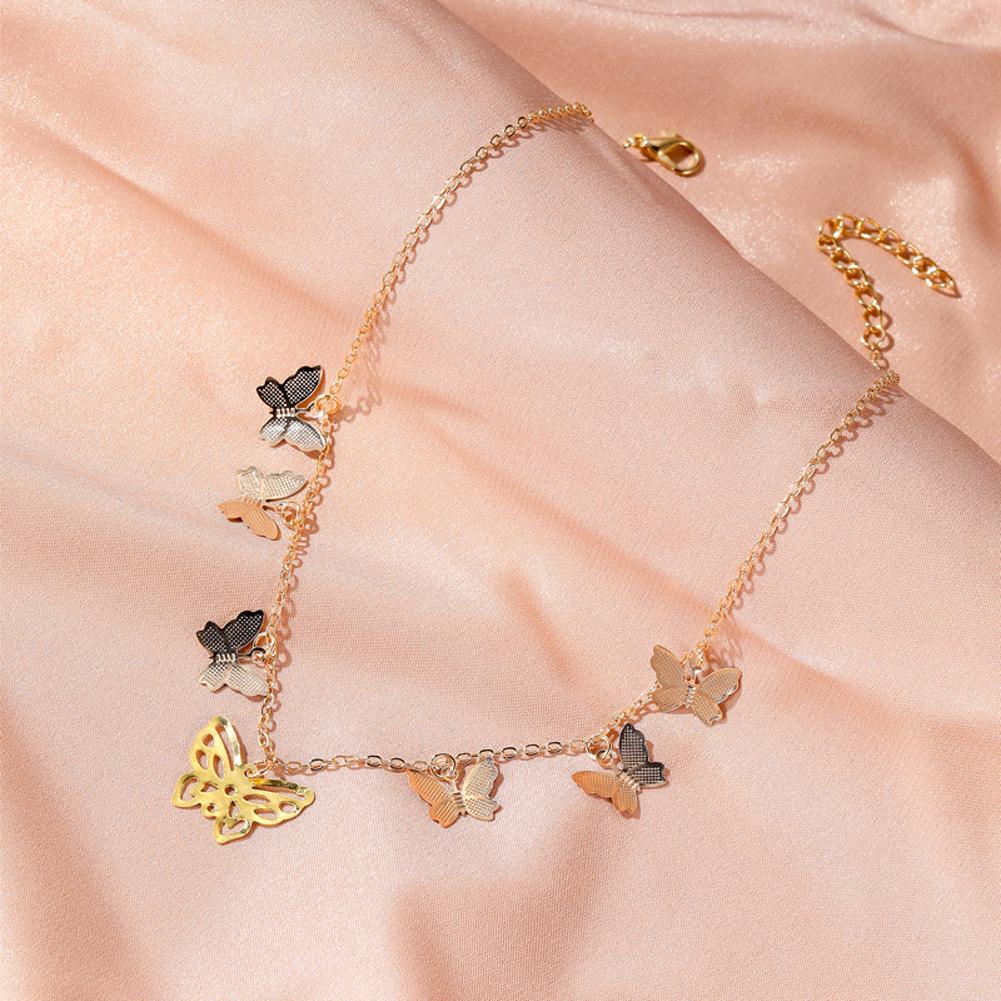 Women's Simple Personality Hollow Butterfly Necklace Fashion Multi-Layer Pendant Clavicle Chain