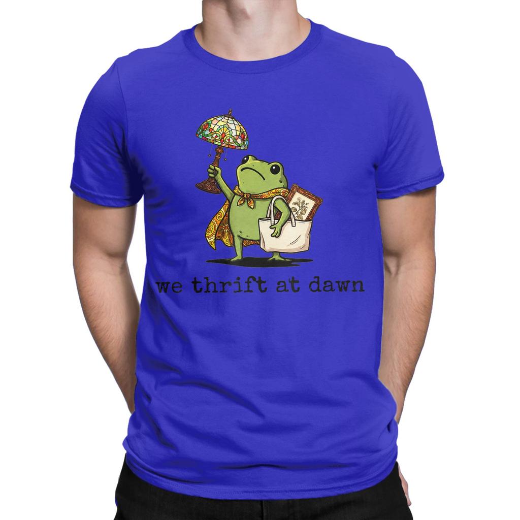 Unisex Tshirts We Thrift At Dawn Thrifting Frog Lover Novelty Cotton Tee Shirt Short Sleeve T Shirts Round Collar Tops Summer