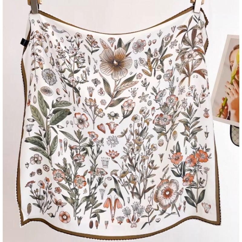 100% Silk Crepe Square Scarf Women Fashion Office Decorative Lace Neckerchief