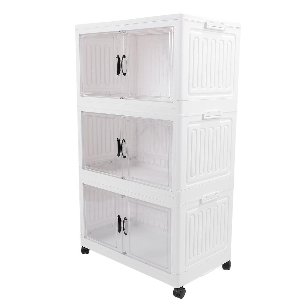 Foldable Storage Cabinet Plastic Storage Containers with 4 Moveable Wheels Folding Storage Bins