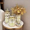 Gold-plated Ceramic Vase with Lid Desk Decoration Flowers Arrangement Artificial Flower Floral Vases Room Aesthetic Decor