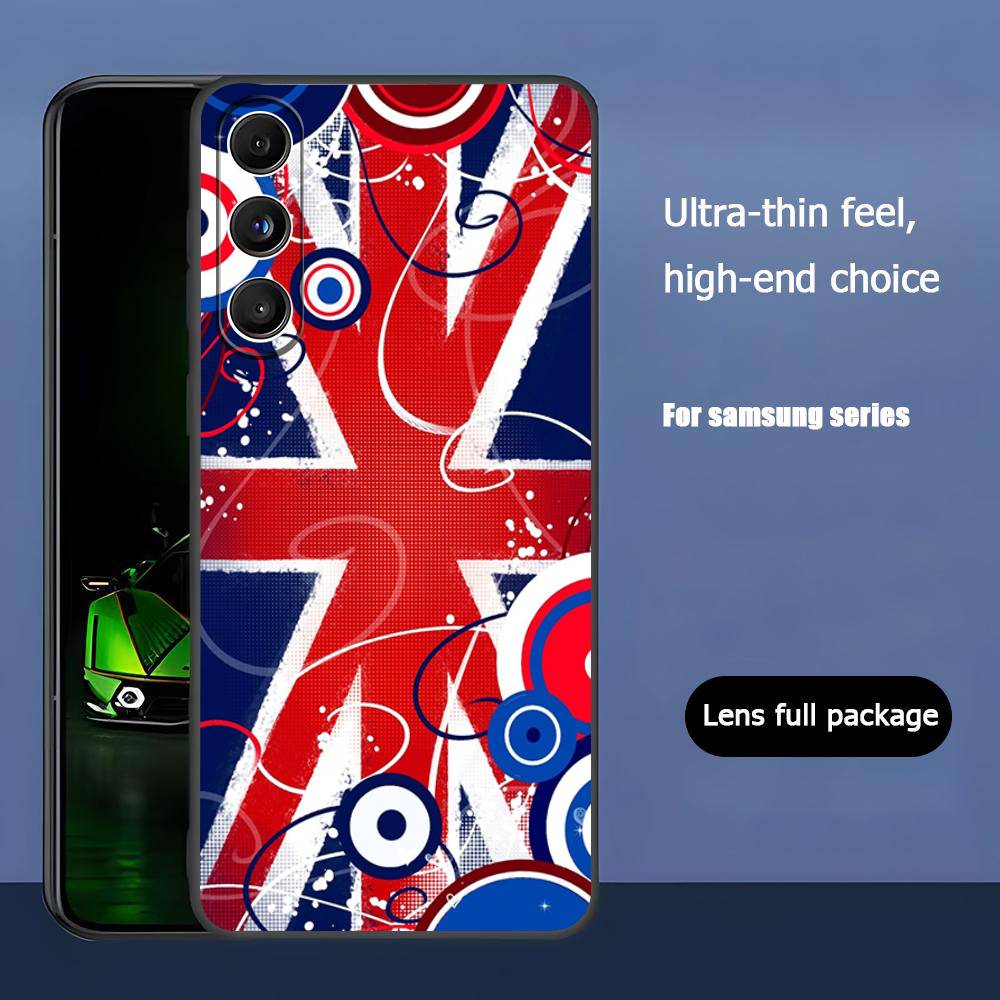 Uk Flag For Samsung Galaxy S25 S24 S23 Ultra S22 S21 Plus S20 Black Soft Silicone Protective Case