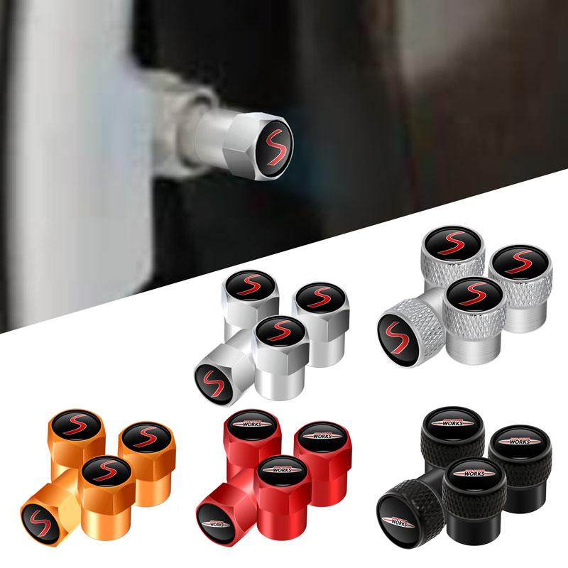 4 Pezzi Tappi Valvole Metallo Ruota Pneumatico Auto Tappo Antipolvere Stelo Per Mini Cooper S Logo John Cooper Works Emblema R53 R55 F54 F55 F56 F60