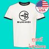 Sukhoi Russian Aircraft Men#039;s Ringer Black Size S To 3XL Unisex T-Shirt