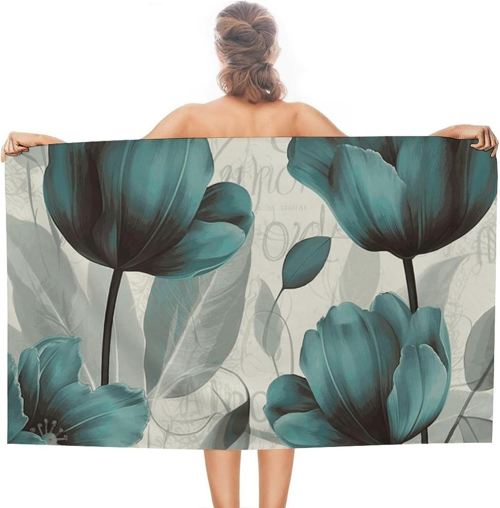 Blue Shark Beach Towel,Oversized Pool Towels for Adults, Soft Plush Lightweight Travel Towel, Absorbent Beach Blanket for Pool