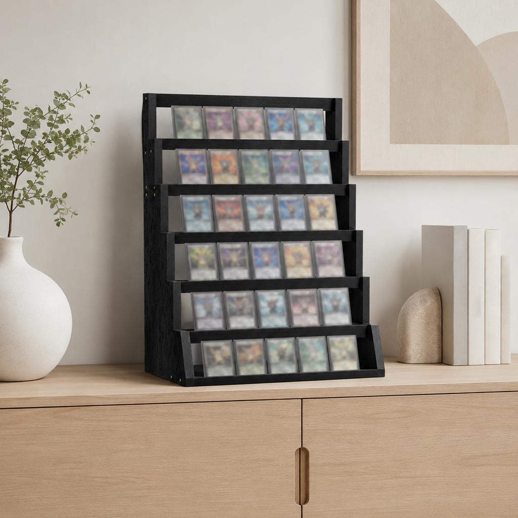 6-Tier Wooden Sports Card Holder Wood Multi-Layer Display Stand