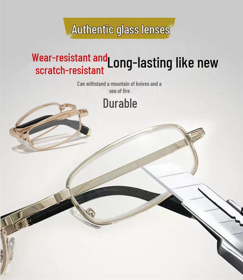 Baida Portable Folding Reading Glasses for Men & Women - Compact, Lightweight Lens for Presbyopia (Model 072)