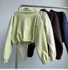Women's Fashion Fleece Pullover Solid Color Sweatshirt Top with Warm Stand Collar Zipper Long Sleeve