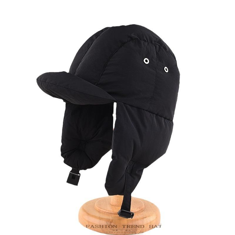 Korean Version of Down Cotton Hat Men's Winter Cycling Thickened Warm Ear Protection Light Duck Tongue Pilot Hat Women's Tide