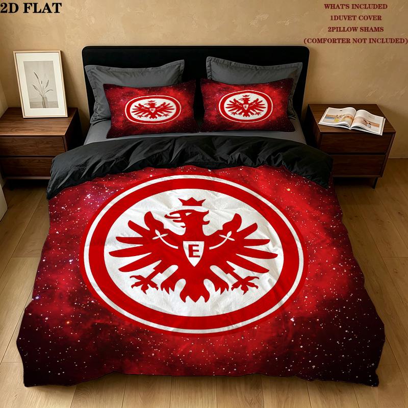 Frankfurt Football Pattern Bedding Quilt Set Quilt Cover Pillowcase Home Birthday Gift(1 * duvet cover + 2 * pillowcase, without core)