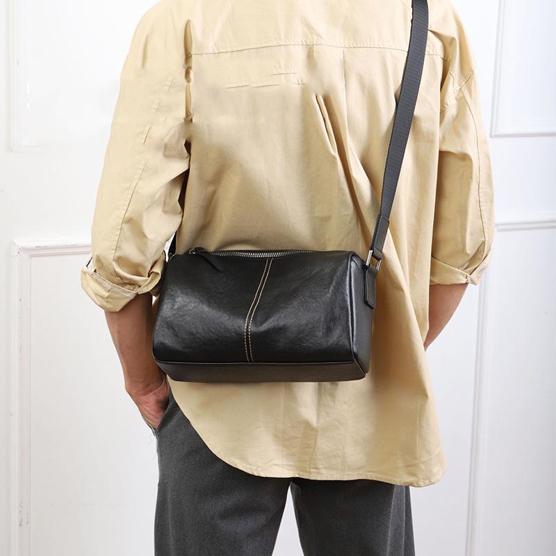 Genuine Leather Waterproof Men's Messenger Bag - Korean Style, Fashionable and Casual, High-End Shoulder Bag