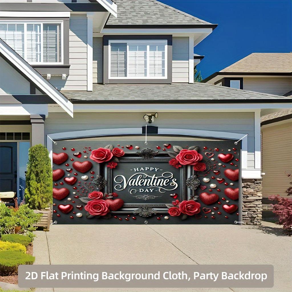 1 2D background banner, Valentine's Day romantic decoration, home outdoor garden holiday party background cloth