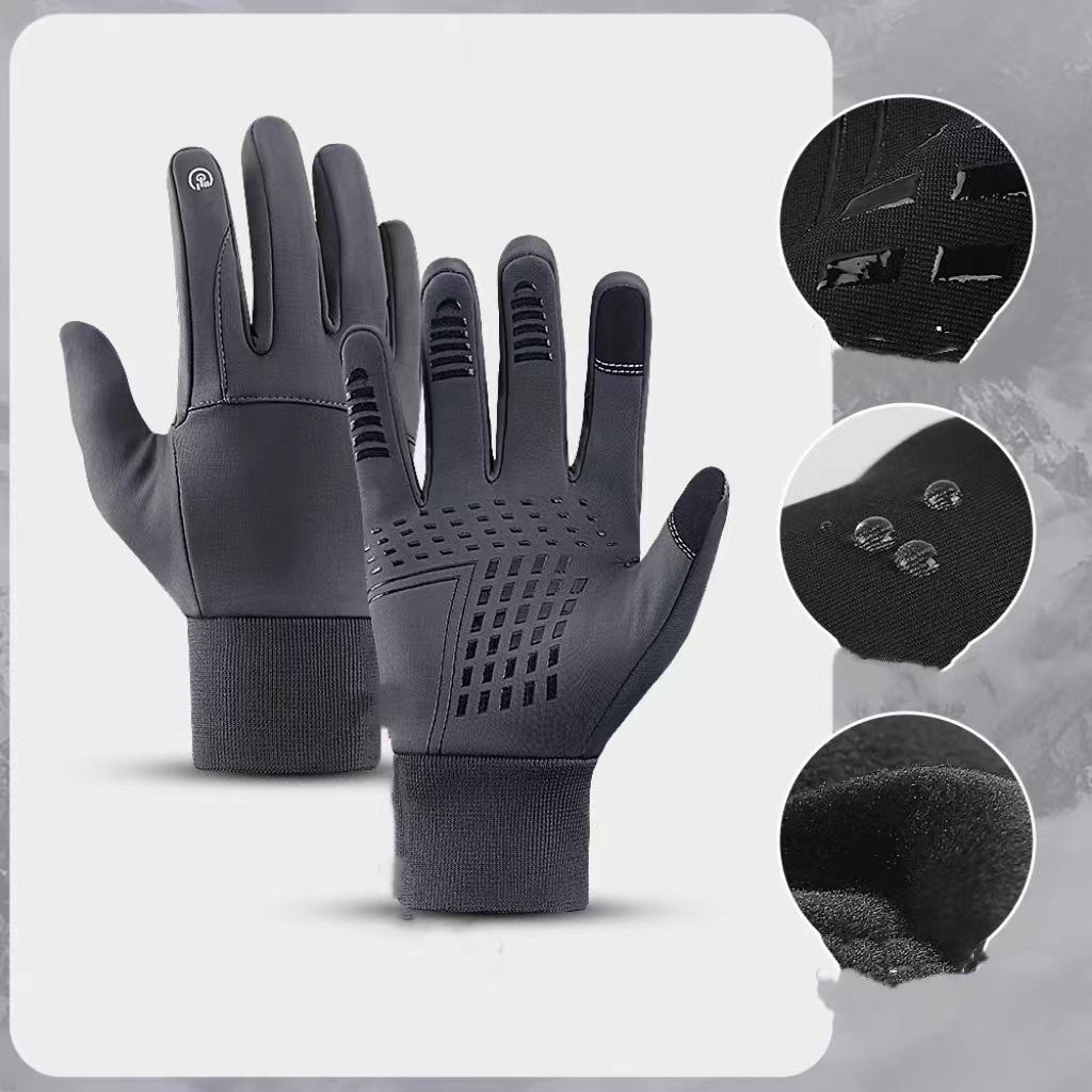 Winddichte & Wasserdichte Radhandschuhe, Dünnes Fleece, Lange Finger, 2 Farben, Anpassbares Logo