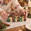 Decorative Holiday Signage Wooden Merry Christmas Sign 2D Flat Farmhouse Freestanding Table Centerpiece Small Keepsake Rustic Tiered Tray Decoration