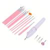 Electric Manicure Nail Drill Battery Powered File Grinder with 5 Drill Bits 15pcs Nail Art Brushes Set for DIY