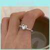Elegant Korean Heart Shaped Copper Ring For Women With Adjustable Size For Fashionable Style