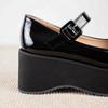 Mode Frühling Damen Flats Mode Flache Plateau Keil Damen Slipper Schuhe Lackleder Riemen Mary Janes Schuhe Mädchen Große Größe
