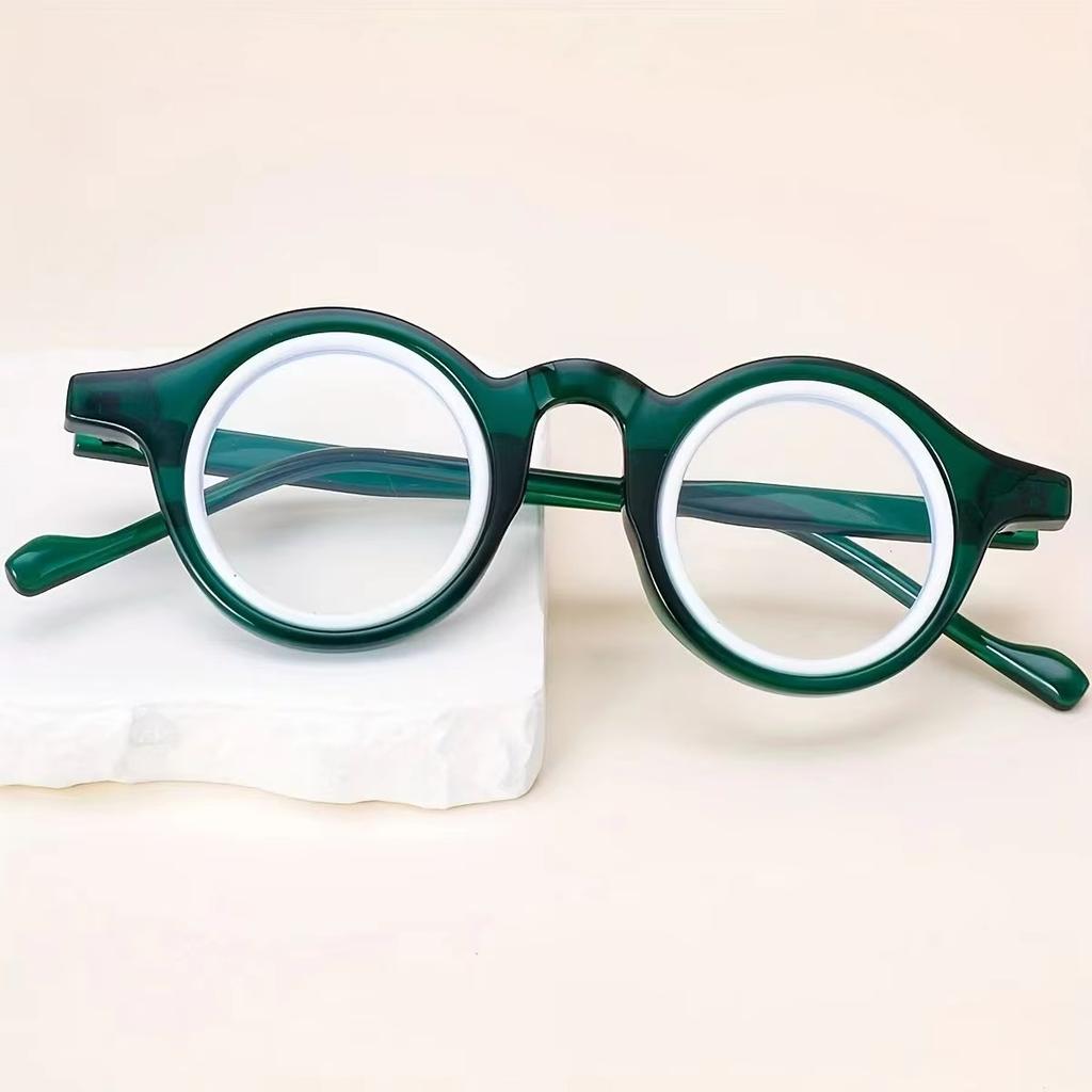 New Men Women Anti Blue Glasses Vintage Fashion Versatile Color Blocking Eyeglasses Unisex Circle Blocking Blue Light Eyewear